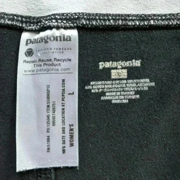 Patagonia Calma Capris Women's L Black White Foldover Waistband Cropped Active - Picture 10 of 14